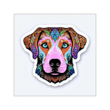 Vibrant Dog Art Square Vinyl Stickers - Colorful Animal Décor for Dog Lovers