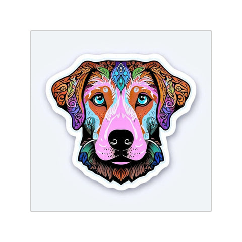 Vibrant Dog Art Square Vinyl Stickers - Colorful Animal Décor for Dog Lovers